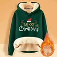 thumbnail image 2 of Hoodie Women Trendy Pullover Christmas Hooded Thickened Velvet Warm Loose Long Sleeve Sweatshirts Women's Tops, 2 of 6