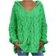 thumbnail image 1 of Suéter de manga larga con cuello en V y línea de color sólido calado informal sexy para mujer Blusa Fridja  hjk2185, 1 of 5