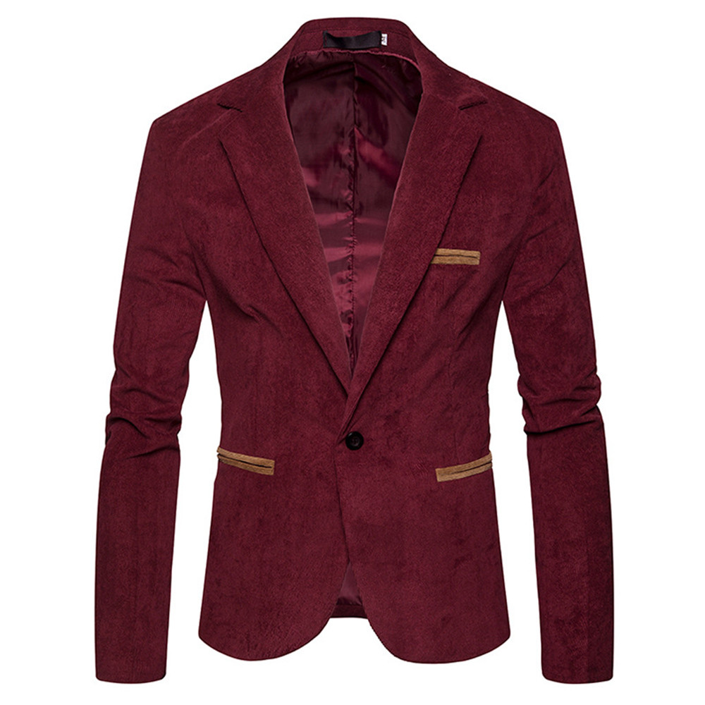 KaLI_store Mens Blazer Jacket Mens Business Dress Wedding Casual Stretch  Slim Classic Fit Blazer jackets for men Red,3XL