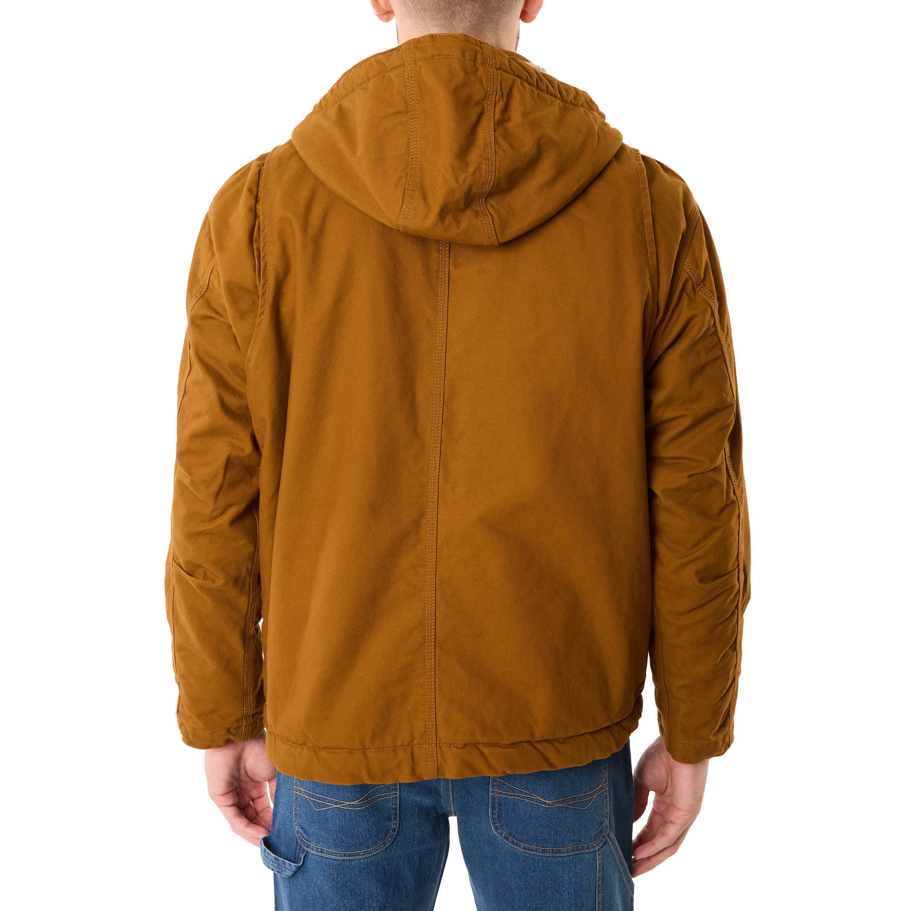 Brown Ae Sherpa Lined Hooded Workwear Jacket Work Force Concealed