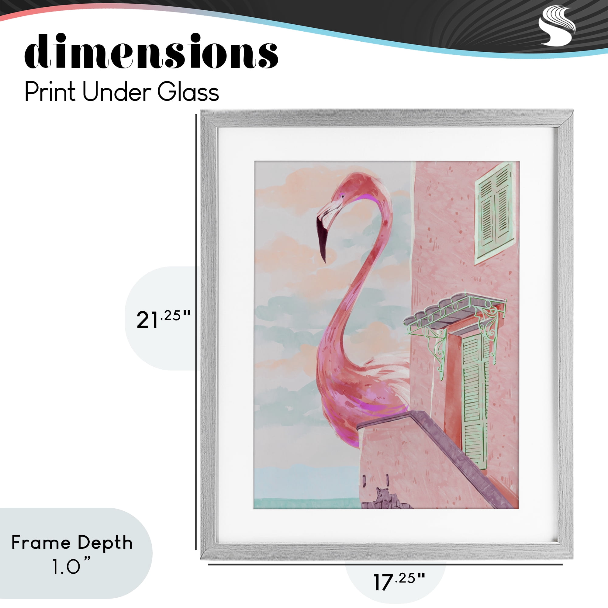 Stupell Industries Giant Flamingo with Seaside Balcony Gray Framed Print Under Glass, design by Ziwei Li