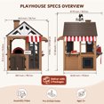 thumbnail image 3 of Auarte Outdoor Playhouse for Kids Ages 3+, Wooden Play House with BBQ Grill, Pizza Oven, Pretend Food, Cash Register, Bench, Wind Vane, Blackboards, 3 of 11