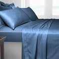thumbnail image 3 of DNG Creations 5 Piece Zipper Sheet Set - Include (1 Elastic Fitted Sheet, 1 Base Sheet has Zipper, 1 Flat Sheet And 2 Pillowcase) 18 Inch Deep Pocket ( Stripe Medium-Blue - Olympic Queen ), 3 of 7