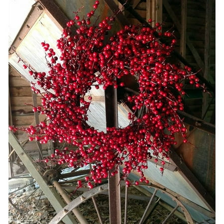- Flora Decor 24'' Red Spiral Berry Wreath