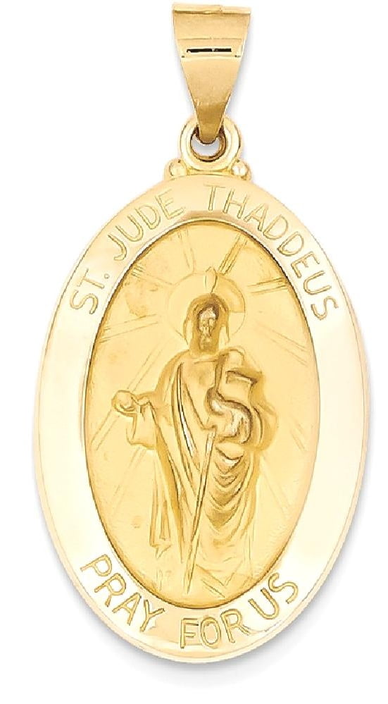 Jude Thaddeus Religious Medal Pendant Necklace 14k Yellow Gold Saint St 