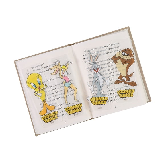 6" Bulk 48 Pieces Looney Tunes Character Transparent Plastic Bookmarks