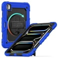 thumbnail image 4 of 3 Layer Case for iPad Pro 11 2022/2021/2020/2018/Air4/Air5, for Kids Heavy Duty Protective Case with Screen Protector & Stylus Holder & 360 Rotating Stand and Hand/Shoulder Strap Cover - Blue, 4 of 9