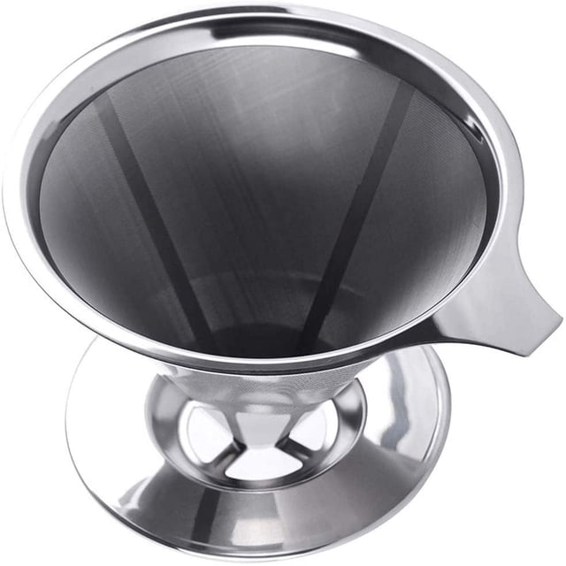 Filtro de café reutilizable de acero inoxidable, taza de filtro de malla doble, filtro de goteo de café manual es saludable, duradero y fácil de limpiar, adecuado para el hogar, la oficina, camping,
