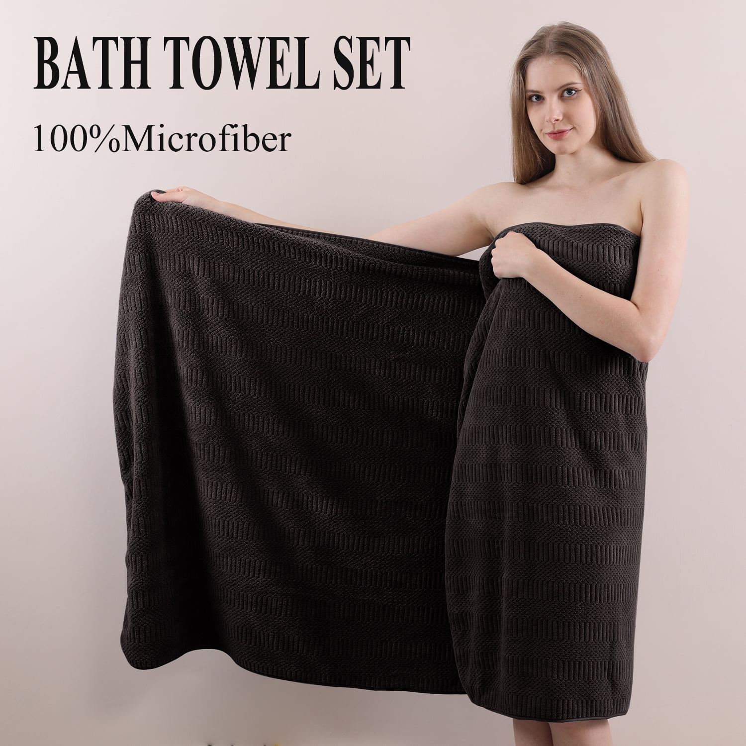 Beartech 8 Piece Microfiber Bath Towel Set,700GSM Quick Dry & Less Lint, 2 Oversized Bath Towels, 2 Towels & 4 Washcloths,Highly Absorbent,Ultra Soft Shower Towel For Bathroom Hotel-Dark Brown