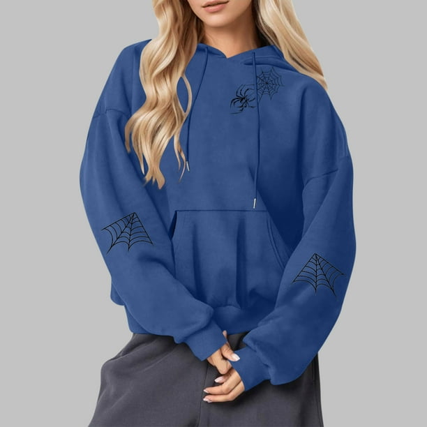 Heisall Womens Hoodies Halloween Print Hooded Longline Sweatshirts Long Sleeve Pocket 2025 New Arrival Autumn Winter
