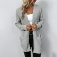 thumbnail image 5 of IROINNID Women's Cardigan Open Front Jacket Solid Color Long Sleeve Casual Pocket Knit Cardigan Sweater Coat Outerwear, Gray, 5 of 8
