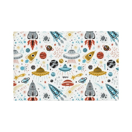 

Placemats Set of 6 Cartoon Space Place mats for Dining Table Indoor/Outdoor Cute Heat Resistant Washable Table Mats(18 x 12 )