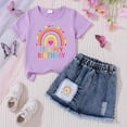thumbnail image 2 of Rotm Toddler Girl Outfit Toddler Baby Girl Summer Clothes Ribbed Knit Cotton Cute Summer Outfits Short Sleeves 2 Pieces Shorts Set O,3-4 Years, 2 of 4