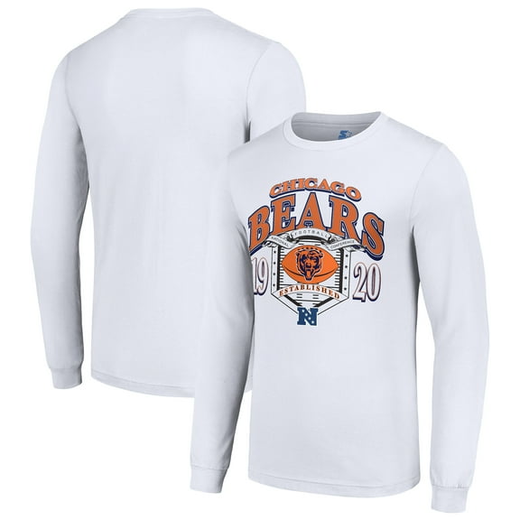 Men's Starter White Chicago Bears Retro Long Sleeve Graphic T-Shirt