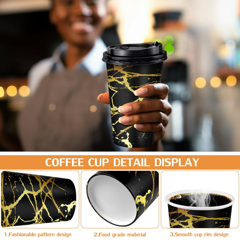 Paper Coffee Cups With Lids and Sleeves (100 ct)