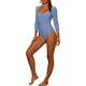 thumbnail image 4 of Traje de baño de una pieza para mujer, de manga larga, color púrpura, con escote redondo y espalda descubierta, básico, ideal para nadar., 4 of 5
