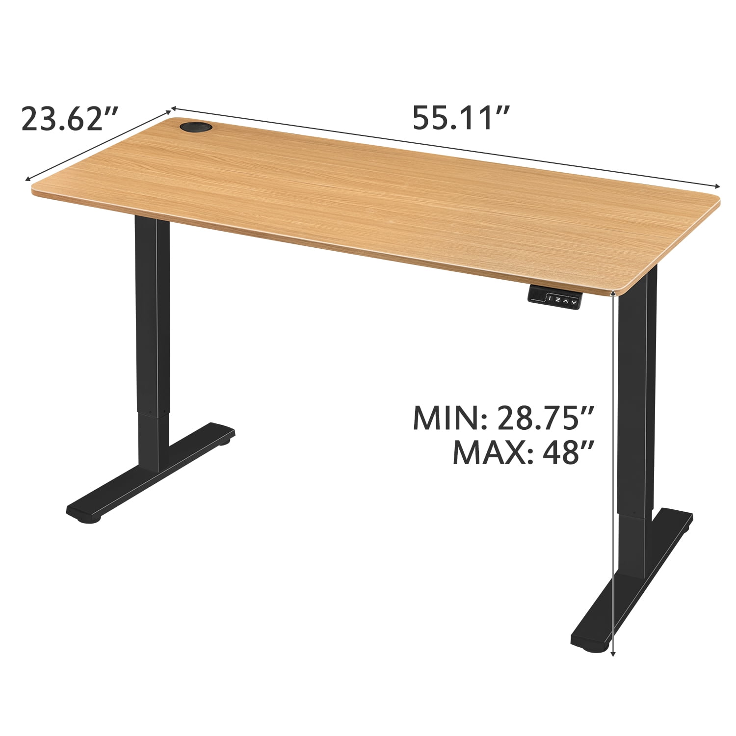 Homall 55" × 24" Electric Height Adjustable Standing Desk Home Office Computer Desk Memory Preset with T-Shaped Metal Bracket, Black&Wood