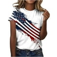 thumbnail image 2 of Cavosen Red White and Blue Shirts for Women Petite Red White and Blue Short Sleeve Crewneck T Shirts USA Star Striped Graphic Tops Lady XL Patriotic Casual T Shirts Independence Day Tunic Tees, 2 of 5