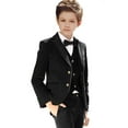 thumbnail image 2 of Visaccy Boy Suits 5 Pieces Outfit Set Boys Velvet Suit Blazer Vest Pants Formal Black Tuxedo Slim Dresswear, 2 of 5