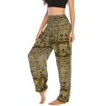 thumbnail image 3 of Previn Women's Boho Yoga Pants High Waisted Thai Indian Beach Soft Trousers Harem Loose Summer Stretch Bohemian Yoga Pants Green1 One Size, 3 of 4