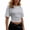 Gray, variant on Women's Crew Neck Short Sleeve Ruched Crop Top Midnight Tone Solid Casual Fashion Top for Daily Wear Summer Vacation Beach Mint Green XL