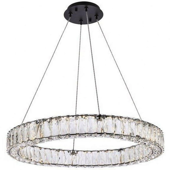36W 1 Led Round Pendant in Modern Style-3 inches Tall and 26 inches Wide-Black Finish Bailey Street Home 390-Bel-5047995