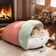 thumbnail image 1 of Cama para gatos cálida de invierno, cama semicerrada para gatos, colchoneta para dormir para perros/cama para mascotas, cama para gatos suave y plegable de tela para interiores, 1 of 6