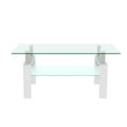 thumbnail image 4 of Aukfa Rectangle Tempered Glass Coffee Table Metal Tube Legs End Table for Living Room, Silver, 4 of 9