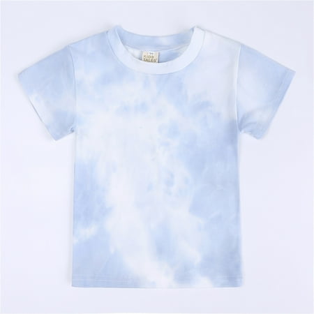 

Cathalem Clothes for Baby Girl Kids Toddler Boy Girls Clothes Sports Casual Tie Dye Prints Short Sleeves T Shirt Kids And Teens Childrenscostume White 4-5 Years