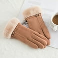thumbnail image 4 of Guantes cálidos N915 de gamuza de invierno para mujer, de doble capa y con acolchado de terciopelo, para montar con pantalla táctil, 4 of 6