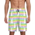 thumbnail image 3 of Lsque Rainbow Rabbit Mens Sleep Pajama Shorts,Short Pajama Pants, Cotton Ultra-Soft Knit-XX-Large, 3 of 9