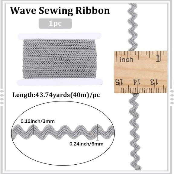 44 Yards Rick Rack Trim RIC Rac 1/8 inch Rickrack Lace Wave Ribbon Dark Gray Zig Zag Wave Bending Fringe Lace Trim S Shaped Woven Fabric for Sewing DIY Crafts