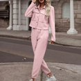thumbnail image 5 of up to 60% off Gifts Deals Womens Lounge Set 2 Piece Outfits for Women Knitted Button Lapel Shirt Jacket and Wide Leg Long Pant Matching Set Casual Solid Coat 2 Piece Set with Pocket Fall Saving, 5 of 6