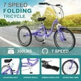 thumbnail image 2 of Lilypelle Adult Folding Tricycle with Low Step Through,20/24/26 inch 3 Wheel 7-Speed Foldable Cruiser Bike Trike with Cargo Basket for Women, Men, Seniors, 2 of 9