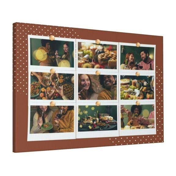 Custom Canvas Prints Brown And White Festive Celebration Personalized Photo Image Collage DIY Framed Kit Wall Art Picture Room Decor 16x20 inch