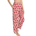 thumbnail image 2 of Xecao Strawberry And Flowers Women's Straight Lounge Pajama Pants: The Epitome of Relaxed Sleepwear, 2 of 9