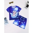 thumbnail image 2 of WIBACKER 3-12Y Girls 2-Piece Pajamas 3D Ice Princess Short Sleeve Cool Summer PJ Set Kids Sleepwear, 2 of 8