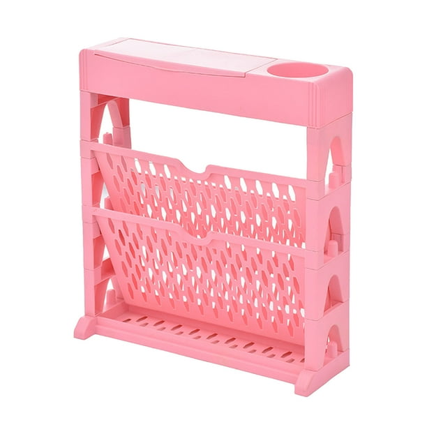 Estantería para libros, estantería pequeña para almacenamiento, estantería de gran capacidad, fácil acceso para sala de estar, dormitorio, fila única, 2 capas, color rosa