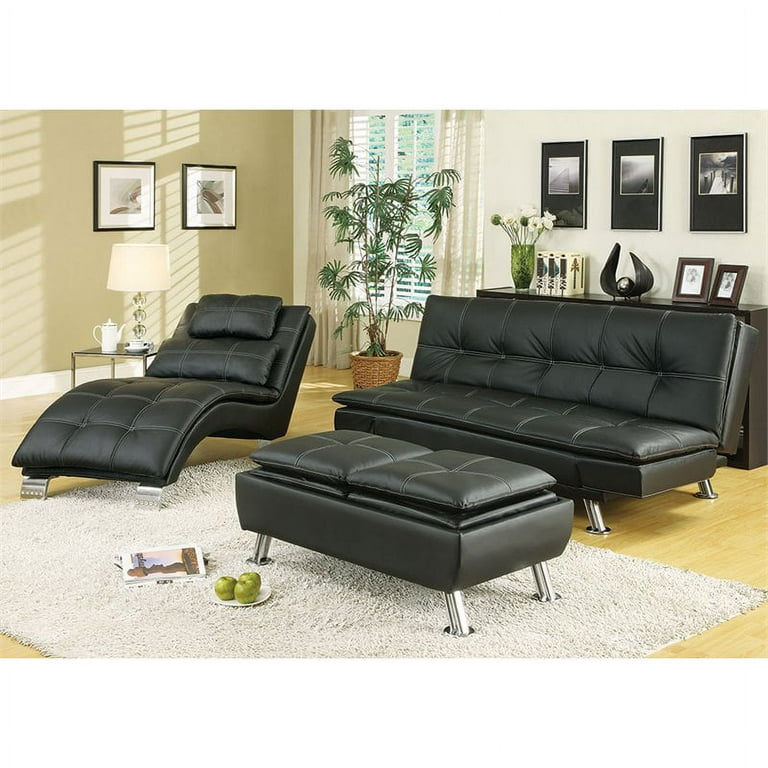 Black faux online leather chaise lounge