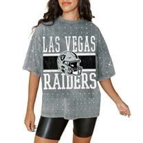 Women's Gameday Couture Gray Las Vegas Raiders Oversized Mini Rhinestone Classic T-Shirt