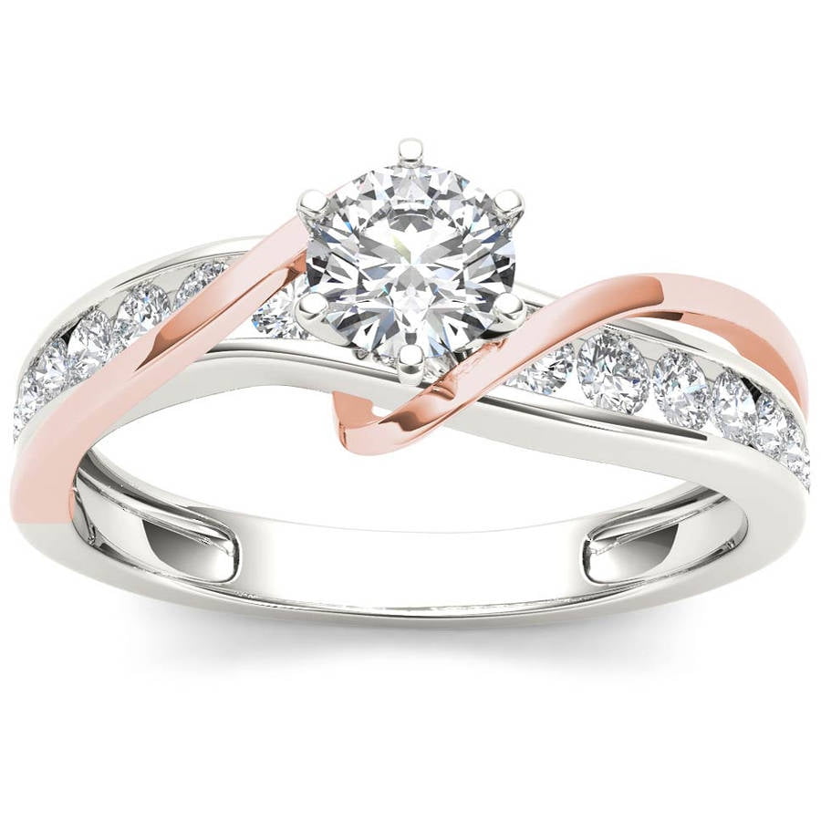 Imperial 3 4 Carat T.W. Diamond Pink Two-Tone Classic 14kt White Gold Engagement Ring by Imperial Jewels
