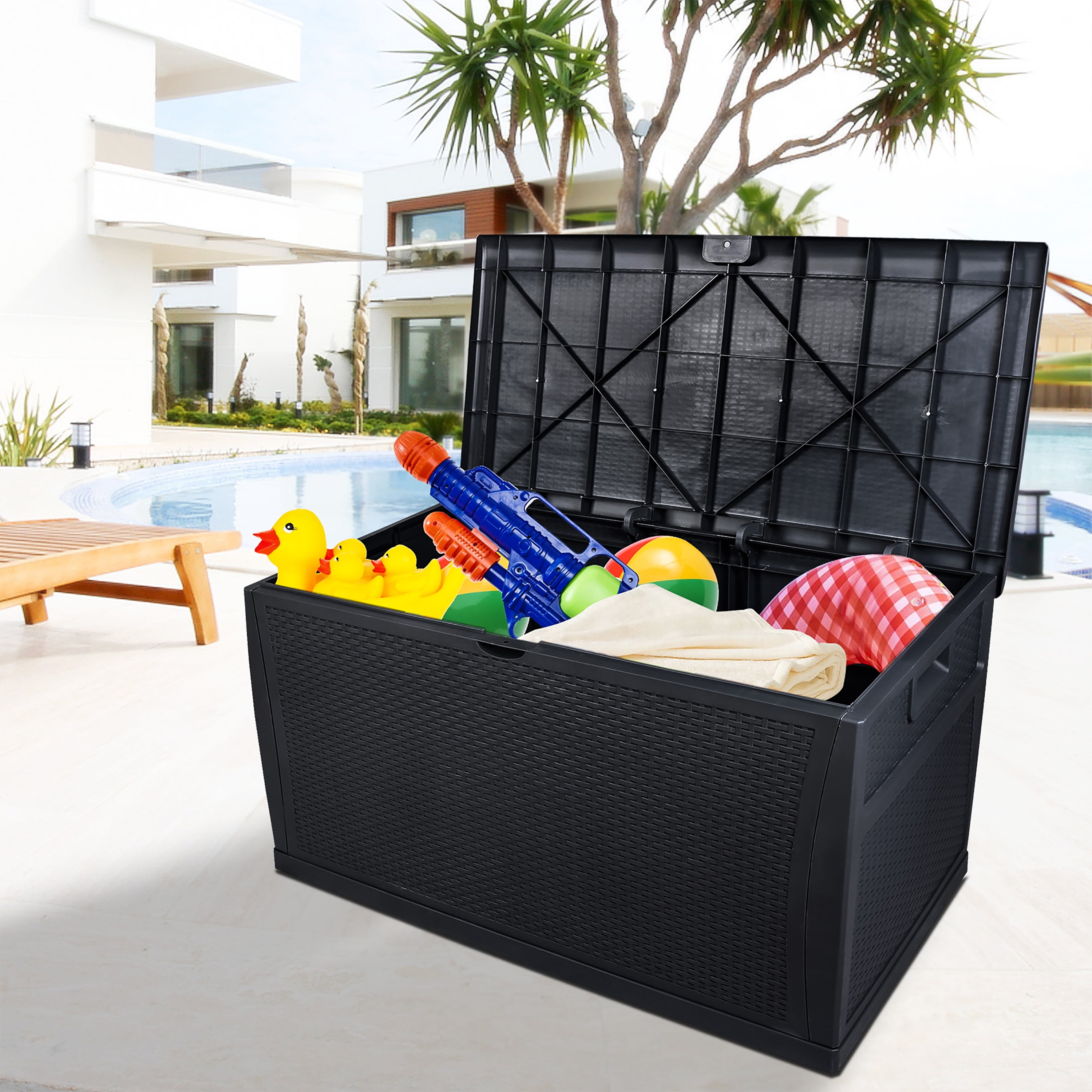 Outdoor Deck Box, 120 Gallon Patio Storage Box for Cushion , XXL Pool Storage Box for Pool