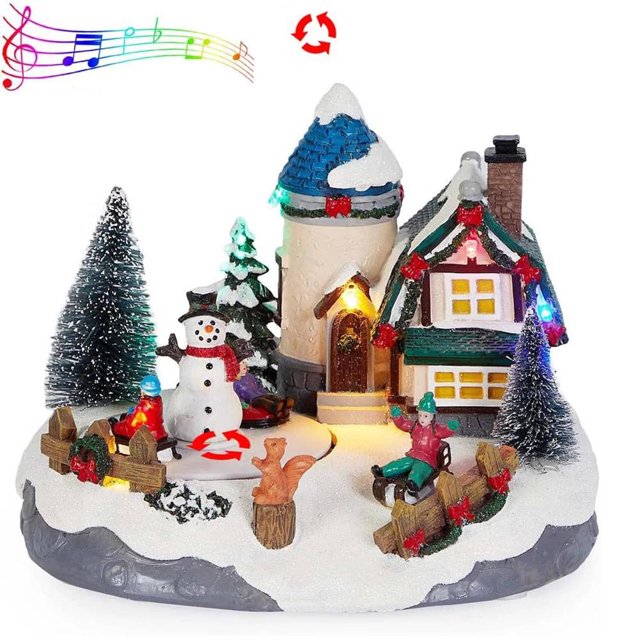 Adornos Navideños Resina para Casa Con Luces LED Regalos Mesa Navidad