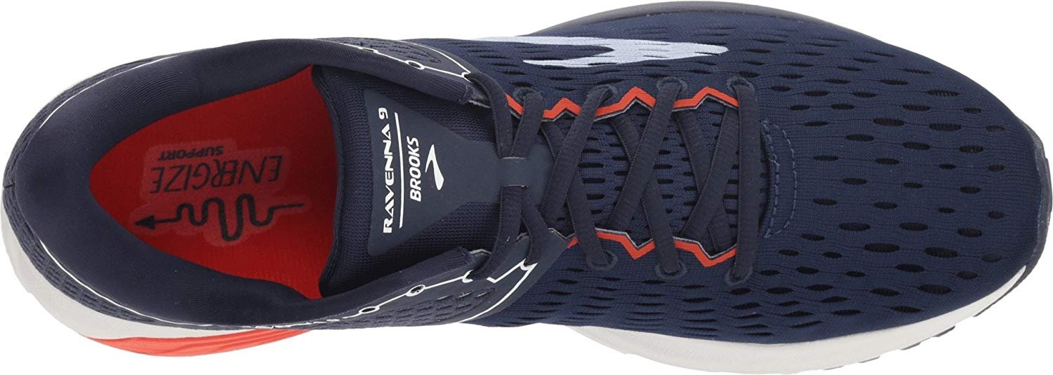 Brooks Mens Ravena 9, Navy/White/Orange 
