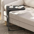 thumbnail image 3 of C Shaped End Table with Charging Station, Side Table for Sofa, Couch Table with Storage Bag, TV Tray Table with 2 USB Ports and Outlets for Living Room, Bedroom, Black, 3 of 15