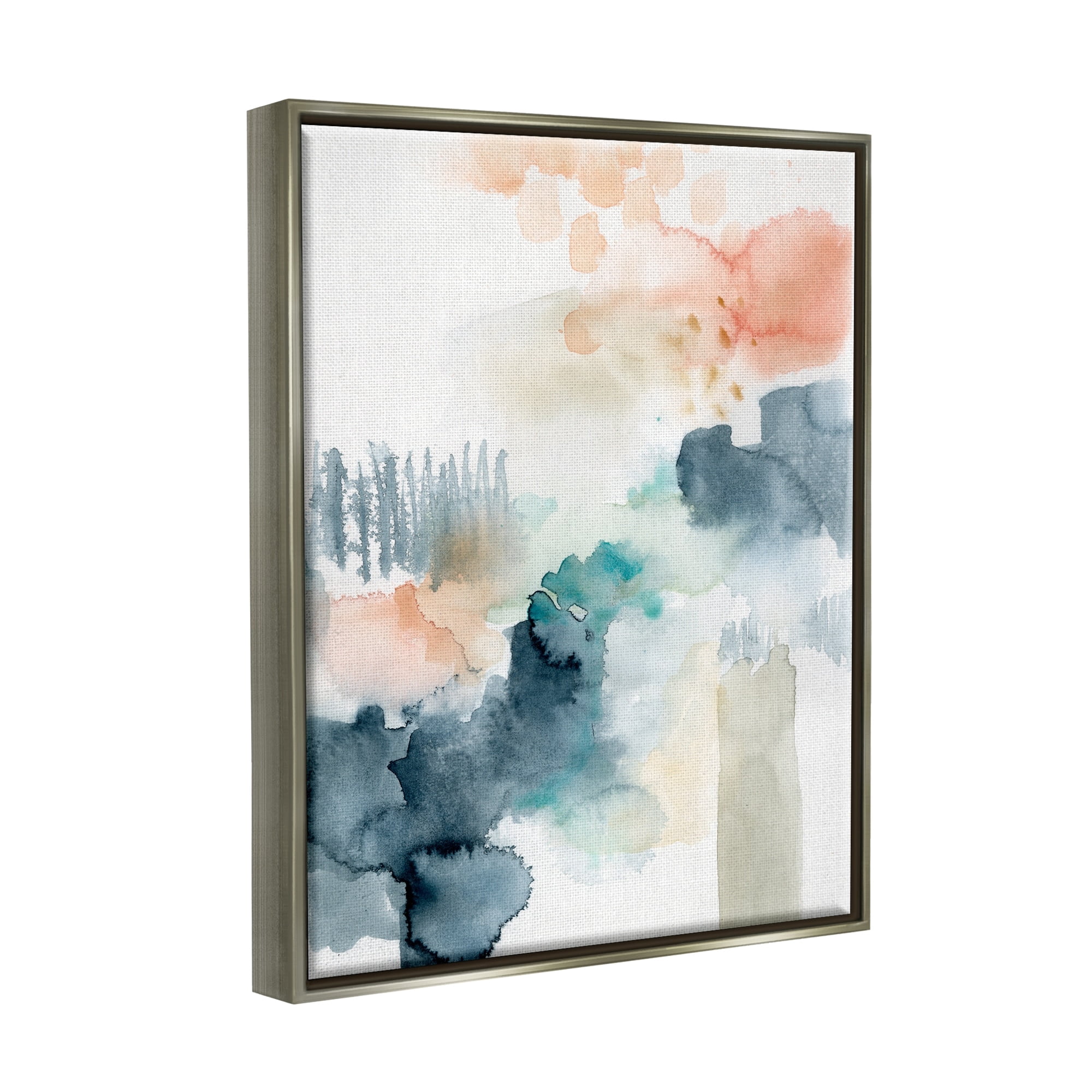 Stupell Industries Spring Forest Veil Abstract Tree Landscape Luster Gray Framed Floating Canvas Wall Art, 16x20, by Victoria Barnes