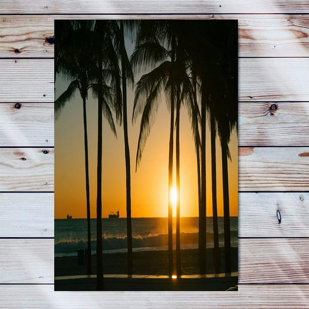 Sunrise Canvas Wall Art Artwork Wooden Frame Painting Sunrise In Fort Lauderdale Florida Landscape Nature Artwork For Bedroom Bathroom Home Office Living Room Decorations 12x16 Inch - Walmart.com