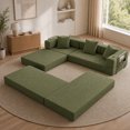 thumbnail image 6 of Timbernest 108" Modular L-Shaped Corduroy Couch for Living Room, Convertible Sectional Sofa with Cup Holders and Side Pockets, Green, 6 of 7