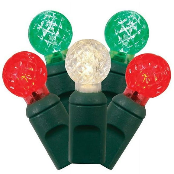 50Lt LED Bulb Red, White & Green Wire G12 End Connecting Light Set - 6 in. Spacing 25 ft. LED Bulb