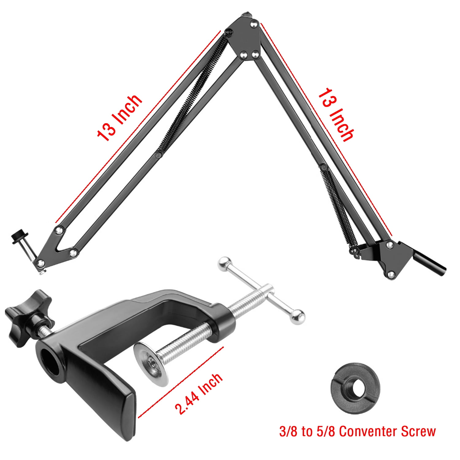 Boytone Bundle Adjustable Microphone Arm Suspension Boom Scissor Arm Stand, Plus Upgraded Microphone Pop Filter Mask Shield, Double Layered, with 3/8" to 5/8" Screw Adapter